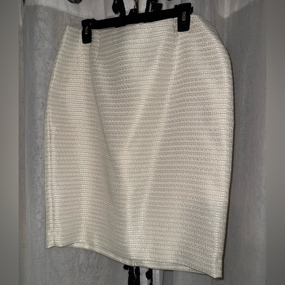 Calvin Klein Cream Ribbed Pencil Skirt
